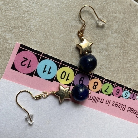 🌹 free w/purchase sterling silver lapis lazuli 9 mm gem stone 18k gold vermeil - Picture 11 of 15